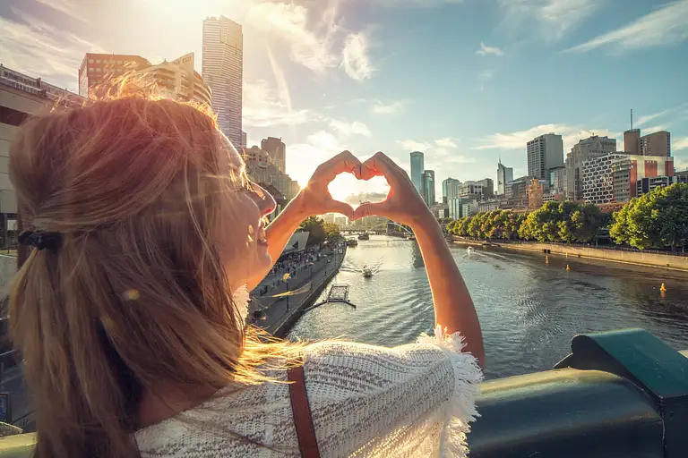 Melbourne Skyline at Golden Hour from the Yarra River